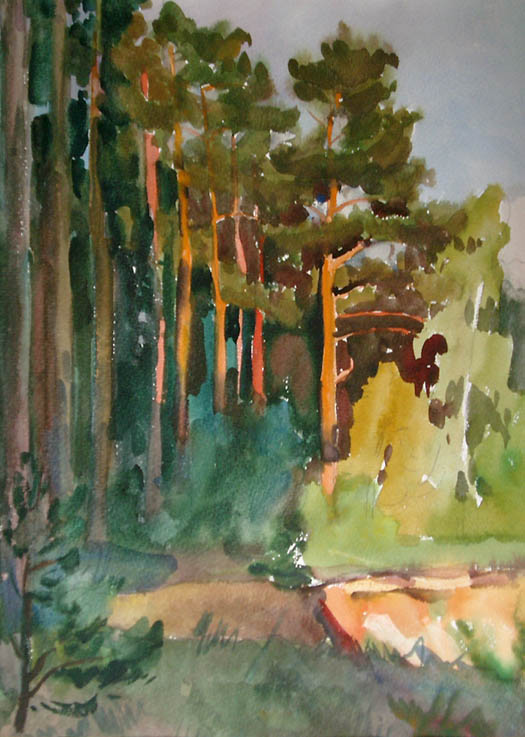 * Alexander Alyoshin - russian artist * Painting * Watercolors * Landscape - pine forest *