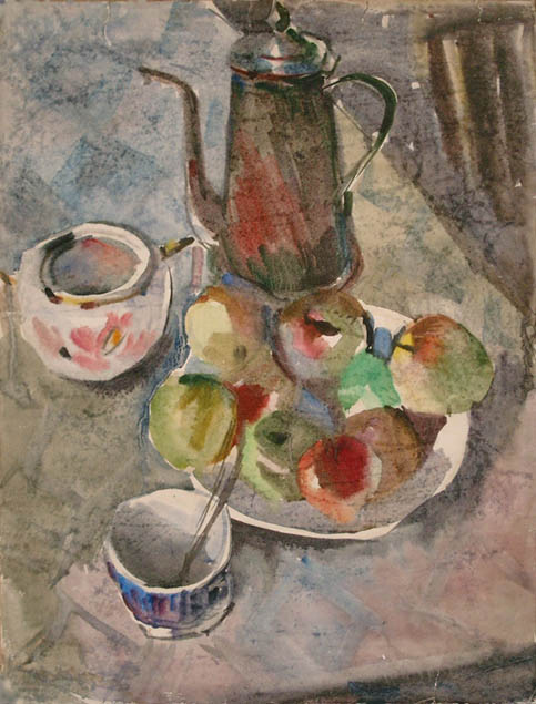 * Alexander Alyoshin - russian artist * Painting * Watercolors * Still life - apple still life *