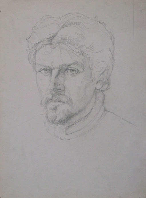 Карандашный рисунок тульского художника Александра Алёшина(1944-1998). Мужской портрет 5.