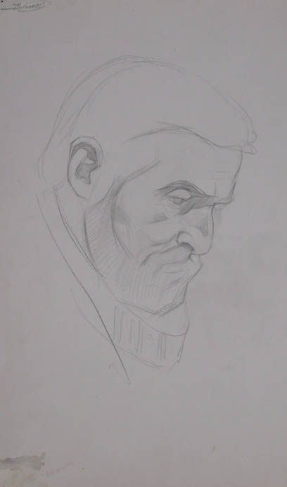 Карандашный рисунок тульского художника Александра Алёшина(1944-1998). Мужской портрет 7.