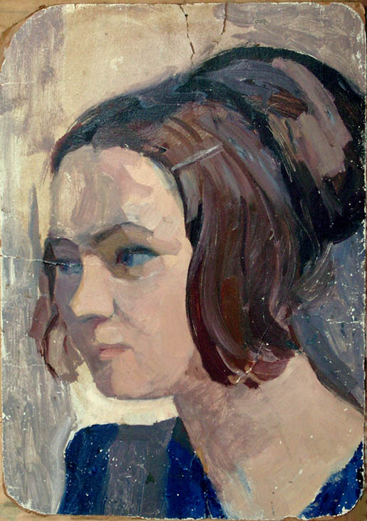 * Alexander Alyoshin - russian artist * Painting * Cardboard * Portrait wife *