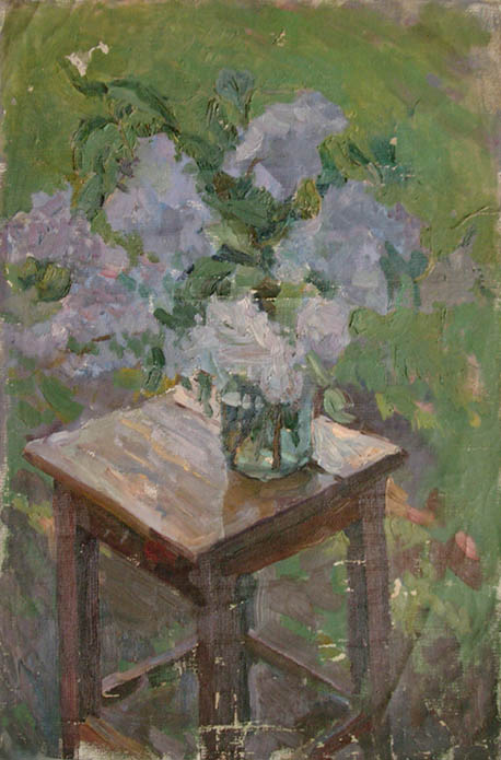 * Alexander Alyoshin - russian artist * Painting * Canvas * Still life - lilac on stool *